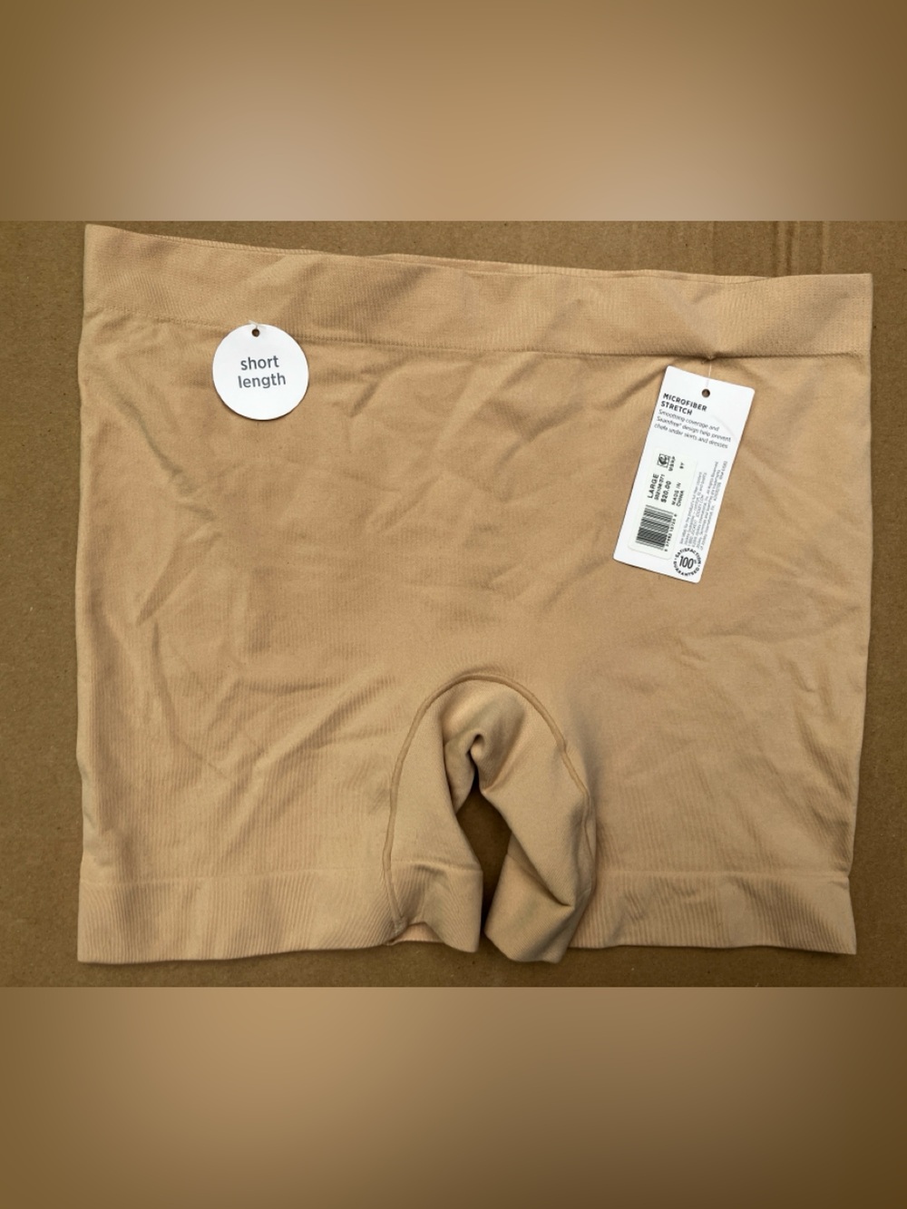 Jockey Skimmies Smoothing Slipshort Size L Beige Microfiber Stretch Boyshort